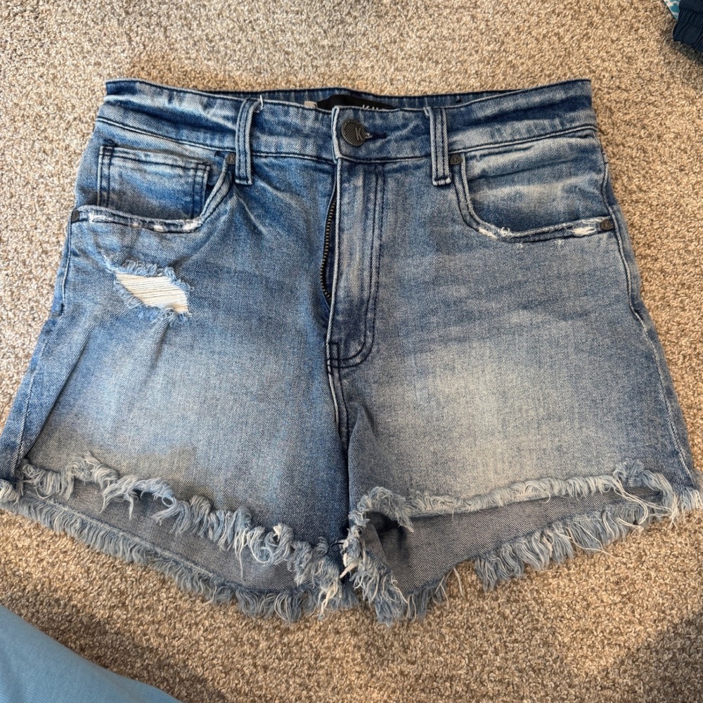 Kut from the Kloth Distressed Frayed Hem Denim Jean Shorts Light Wash Womens 2